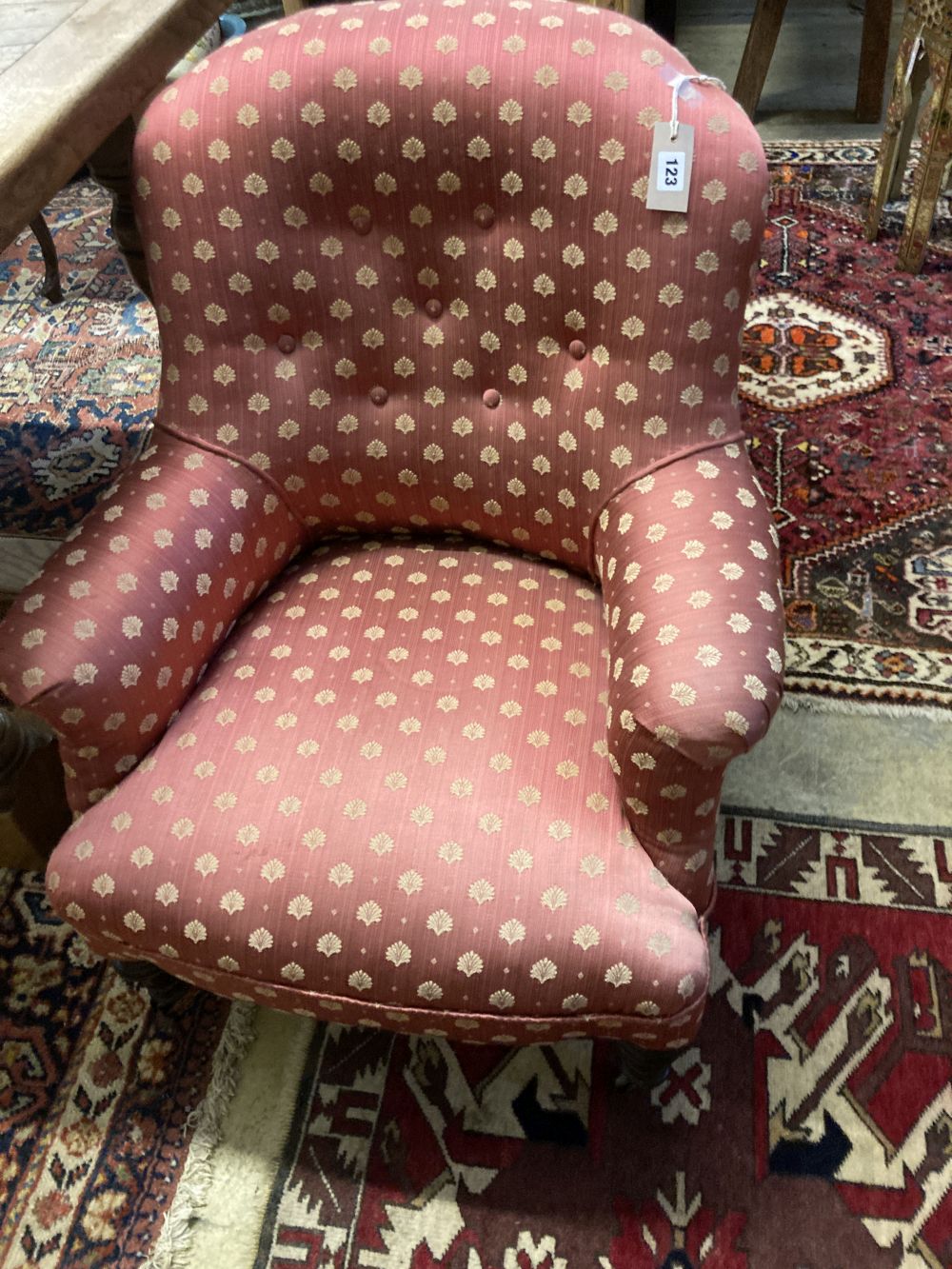 Two Victorian upholstered spoonback chairs